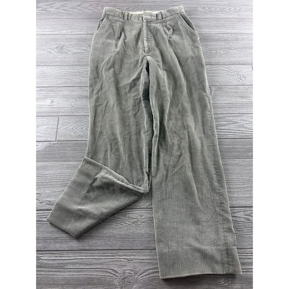 Vintage Eddie Bauer Wide Leg Corduroy Pants Sage Green High Rise Pleated USA